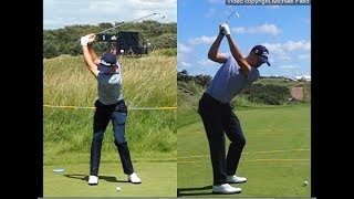 Justin Thomas golf swing  Long Iron faceon amp downtheline July 2017 [upl. by Zipporah141]