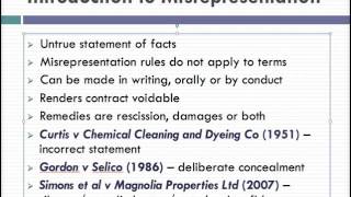 Misrepresentation Lecture 1 of 4 [upl. by Gilbertina935]